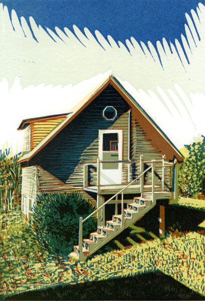 Ink on the Elbow linocut